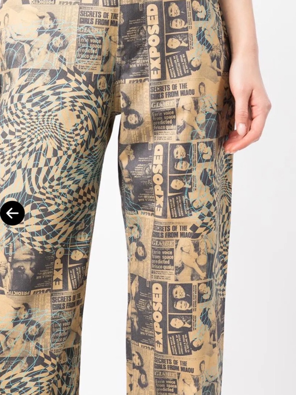 Miaou Fargo Pants Wanted Print XS Revolve Sold Out Graphic Barrel Leg High Rise - Picture 12 of 15